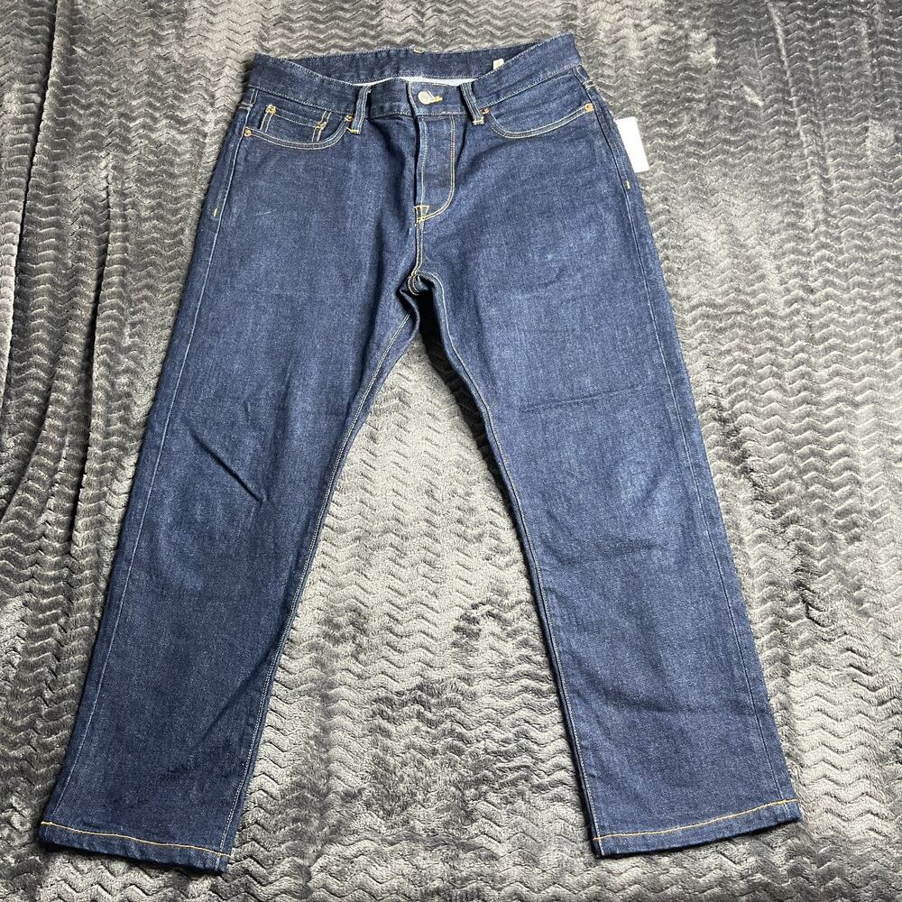 Buck Mason Maverick Slim Jeans Mens 31x34 Dark Indigo Wash Double Dip Button fly